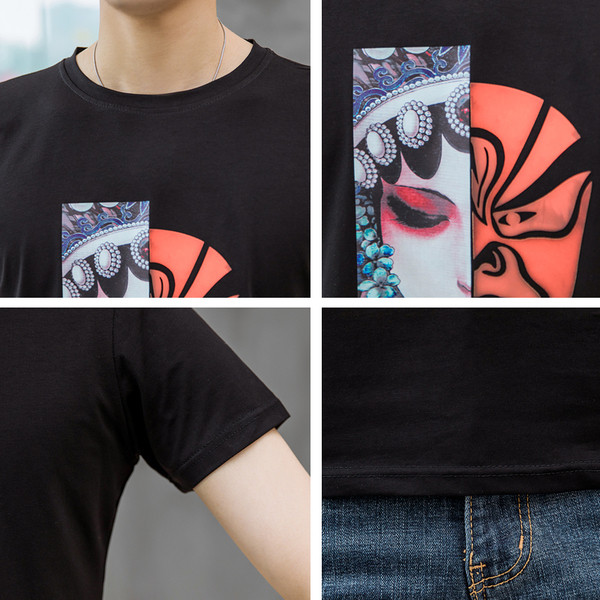 Stílusos férfi póló, rövid ujjú rátéttel, négy színben