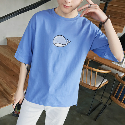 Tricou casual barbatesc cu maneci 3/4 si aplicatie in patru culori