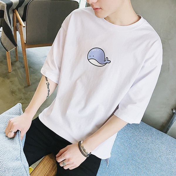 Tricou casual barbatesc cu maneci 3/4 si aplicatie in patru culori