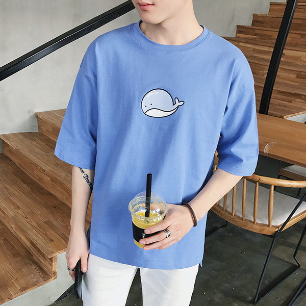 Tricou casual barbatesc cu maneci 3/4 si aplicatie in patru culori