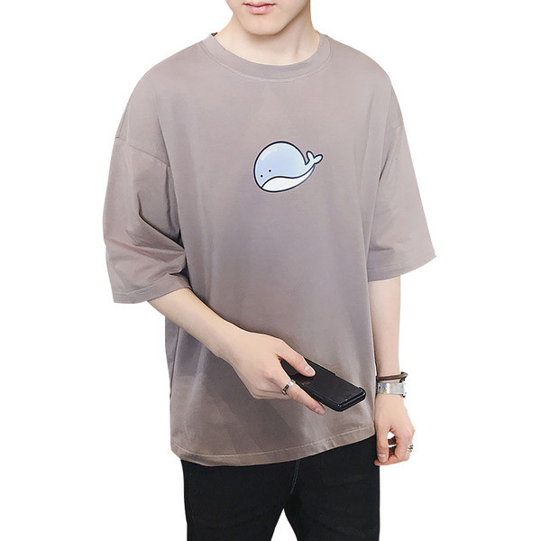 Tricou casual barbatesc cu maneci 3/4 si aplicatie in patru culori