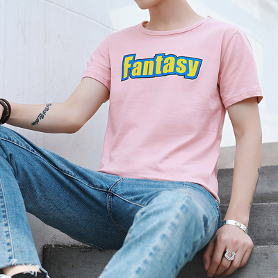 Férfi hétköznapi póló rövid ujjal és feliratokkal - négy színben