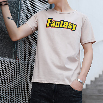 Férfi hétköznapi póló rövid ujjal és feliratokkal - négy színben