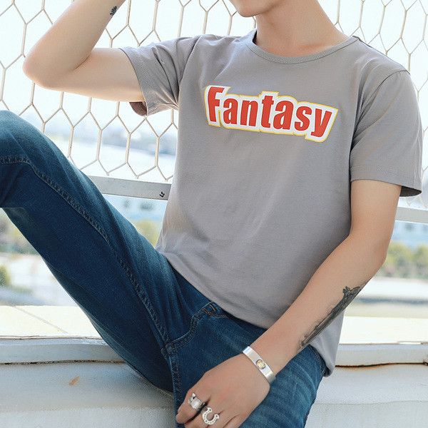 Férfi hétköznapi póló rövid ujjal és feliratokkal - négy színben