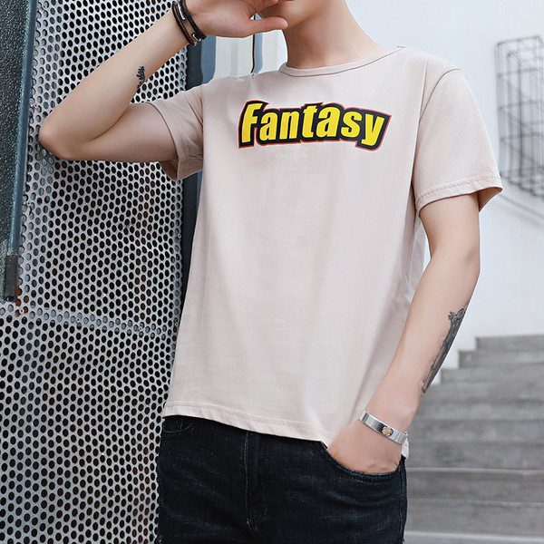 Férfi hétköznapi póló rövid ujjal és feliratokkal - négy színben