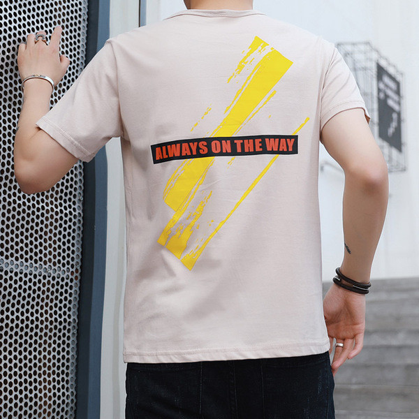 Férfi hétköznapi póló rövid ujjal és feliratokkal - négy színben