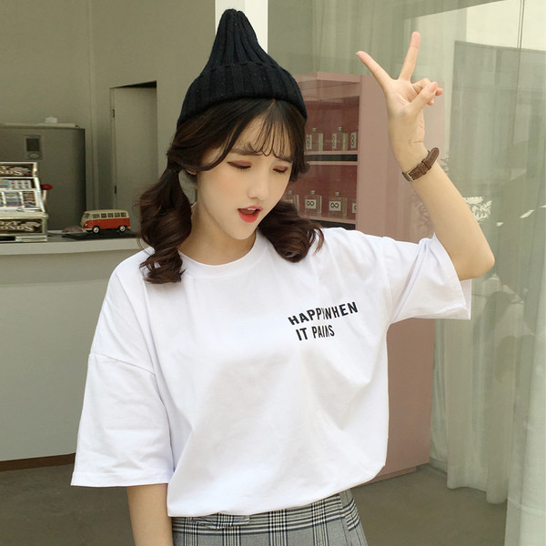 Egyszerű női póló három színben felirattal