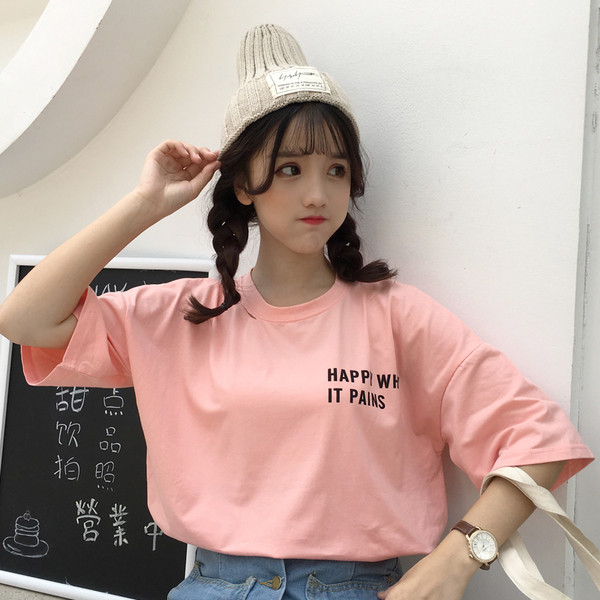 Egyszerű női póló három színben felirattal