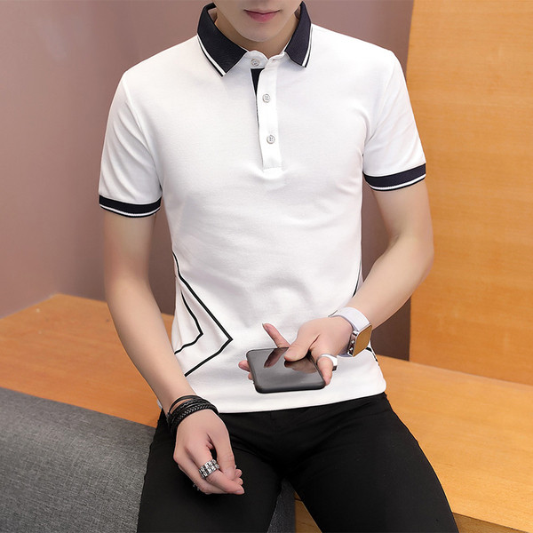 Modern férfi póló gallérral és gombokkal, három színben