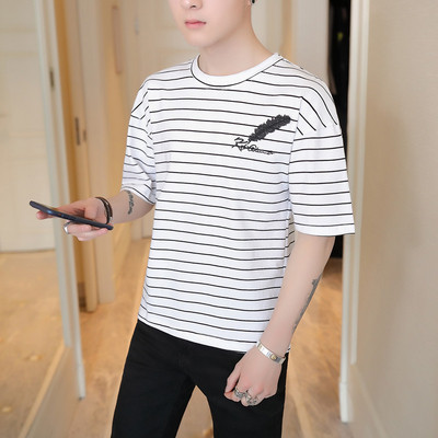 Férfi csíkos póló rövid ujjal, rátéttel, két színben