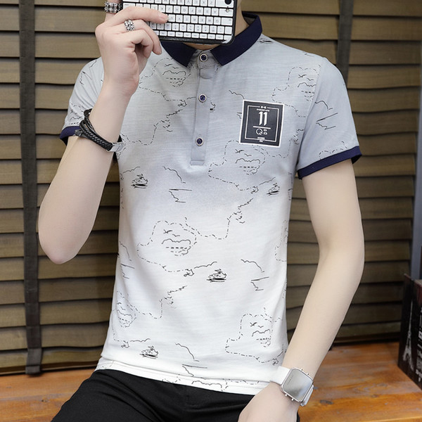 Modern férfi póló rövid ujjal és gallérral, két színben