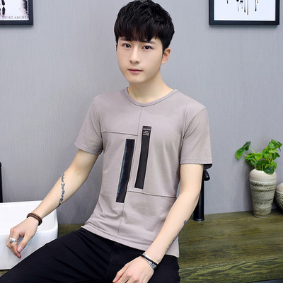 Modern férfi póló rövid ujjal és O-alakú gallérral, öt színben