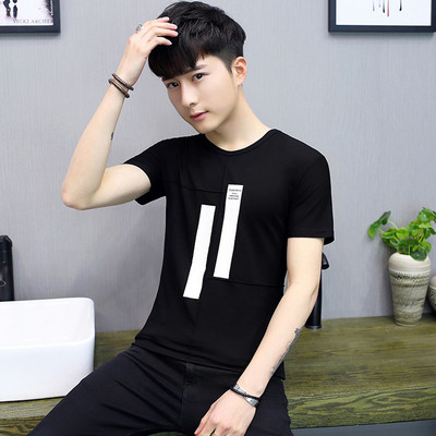 Modern férfi póló rövid ujjal és O-alakú gallérral, öt színben