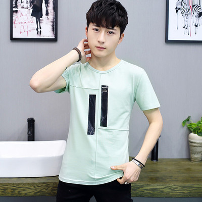 Modern férfi póló rövid ujjal és O-alakú gallérral, öt színben