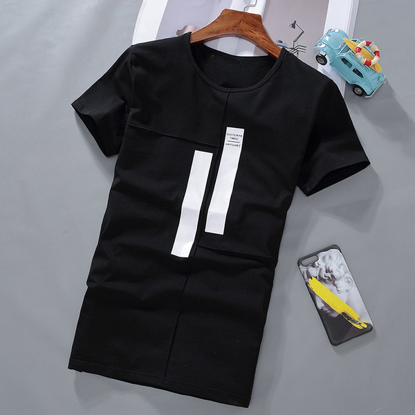 Modern férfi póló rövid ujjal és O-alakú gallérral, öt színben