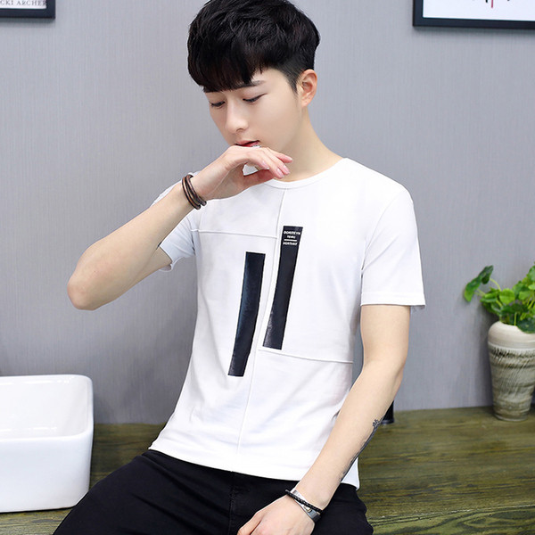 Modern férfi póló rövid ujjal és O-alakú gallérral, öt színben