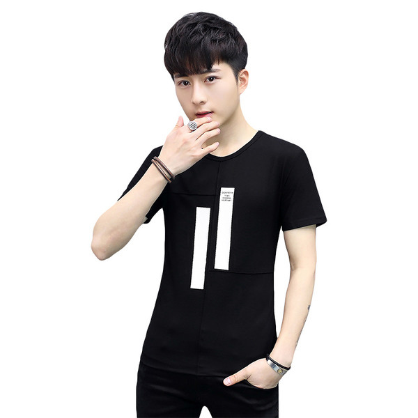 Modern férfi póló rövid ujjal és O-alakú gallérral, öt színben