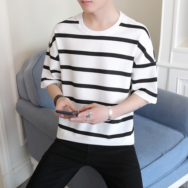 Férfi csíkos póló 3/4 ujjal, két színben