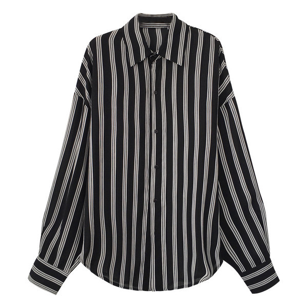 Cămașă în dungi pentru gravide în negru și roz