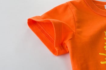 Детска тениска за момчета с апликация в оранжев цвят