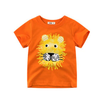 Детска тениска за момчета с апликация в оранжев цвят