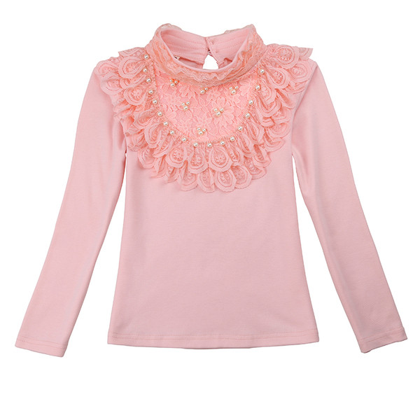 Stílusos gyerekblúz lányoknak csipkével és gyöngyökkel