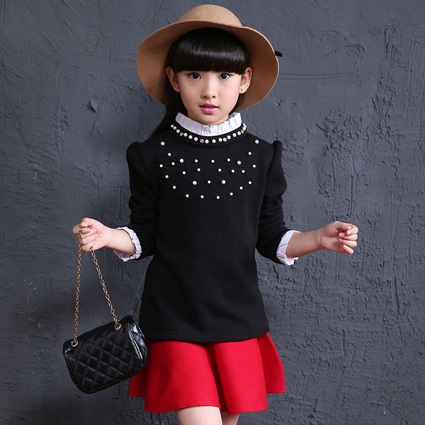 Κομψή παιδική μπλούζα με πέρλες  σε τέσσερα χρώματα