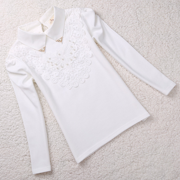 Μοντέρνα παιδική μπλούζα με δαντέλα σε λευκό και ροζ χρώμα