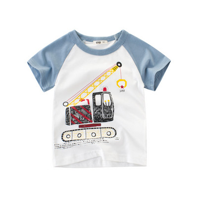 Ежедневна детска тениска за момчета в бял цвят с цветна апликация 
