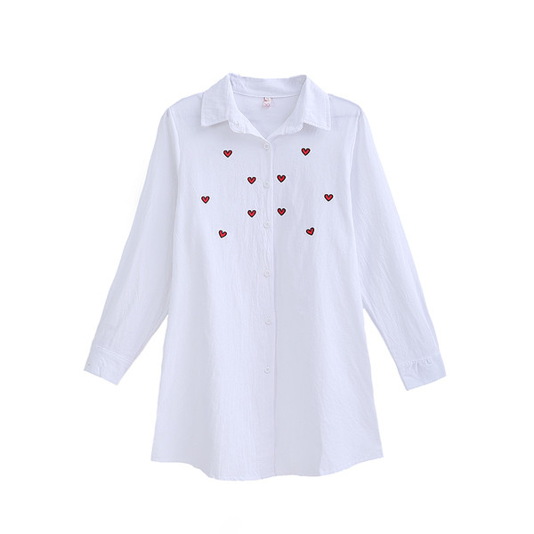 Модерна риза за бременни жени с бродерия в бял цвят