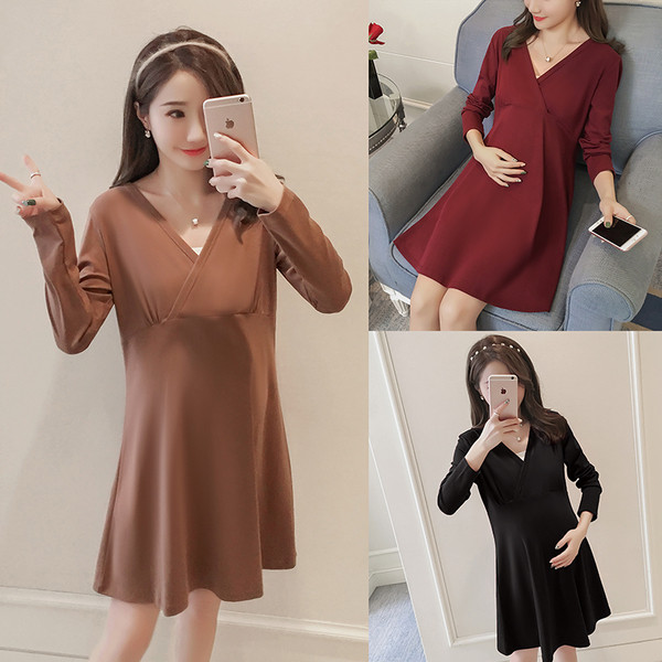 Alkalmi ruha terhes nőknek V-nyakú, hosszú ujjú több színben