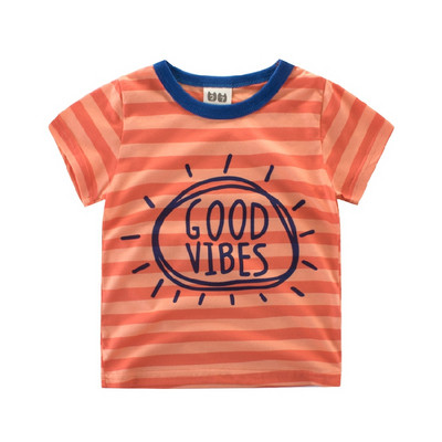 Детска тениска за момчета с къс ръкав и надпис в два цвята 