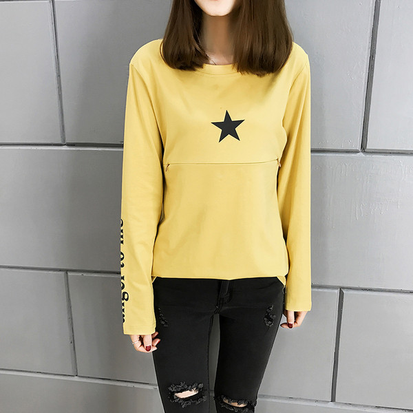 Καθημερινή μπλούζα για έγκυες γυναίκες με επιγραφή και εφαρμογή σε διάφορα χρώματα