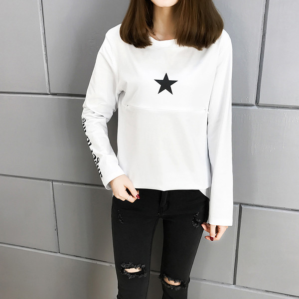 Καθημερινή μπλούζα για έγκυες γυναίκες με επιγραφή και εφαρμογή σε διάφορα χρώματα