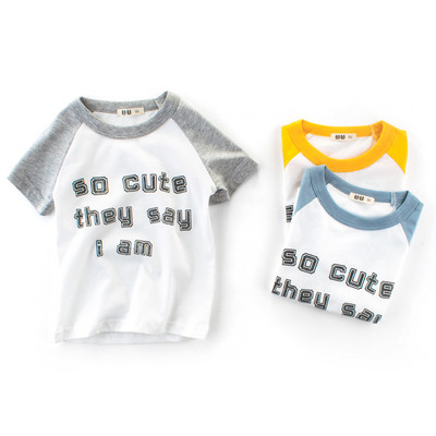 Детска ежедневна тениска за момчета с надписи в три цвята 