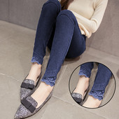 Blugi moderni pentru gravide cu dantela in doua culori