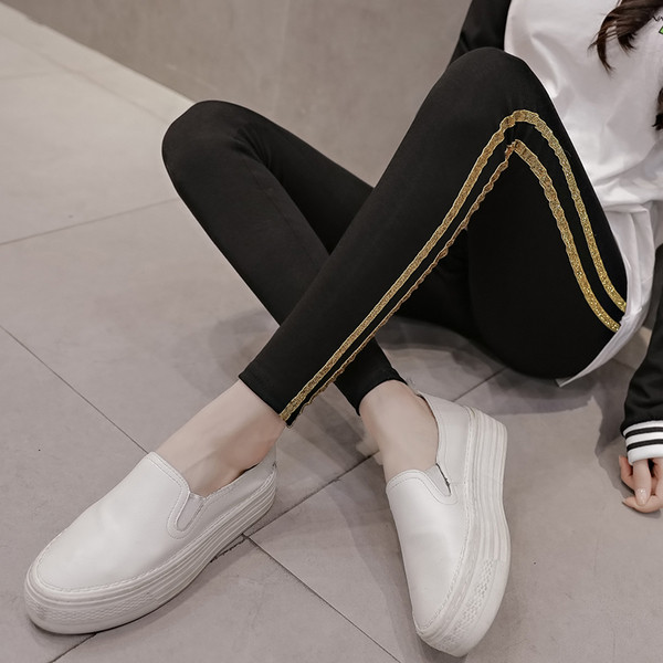 Pamut leggings kismamáknak, fényes szegéllyel több színben