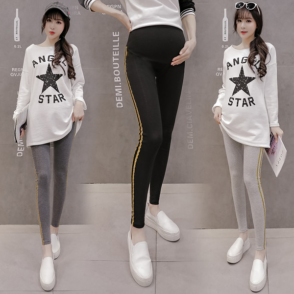 Pamut leggings kismamáknak, fényes szegéllyel több színben