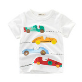 Gyerek póló fiúknak fehér színben, színes rátéttel