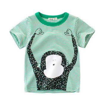 Μοντέρνα παιδική ριγέ μπλούζα για αγόρια σε πράσινο χρώμα