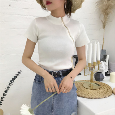 Μοντέρνα γυναικεία μπλούζα με φερμουάρ σε τρία χρώματα