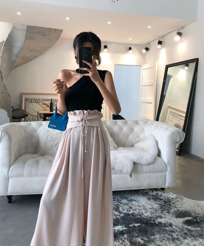 Modern női széles modellnadrág, magas derékkal, két színben