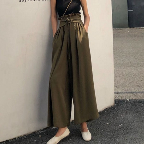 Modern női széles modellnadrág, magas derékkal, két színben