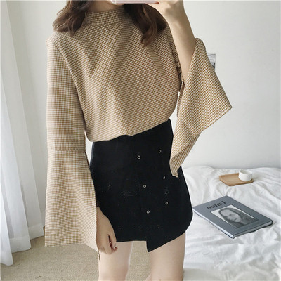 Lezser női kockás blúz széles ujjal, két színben