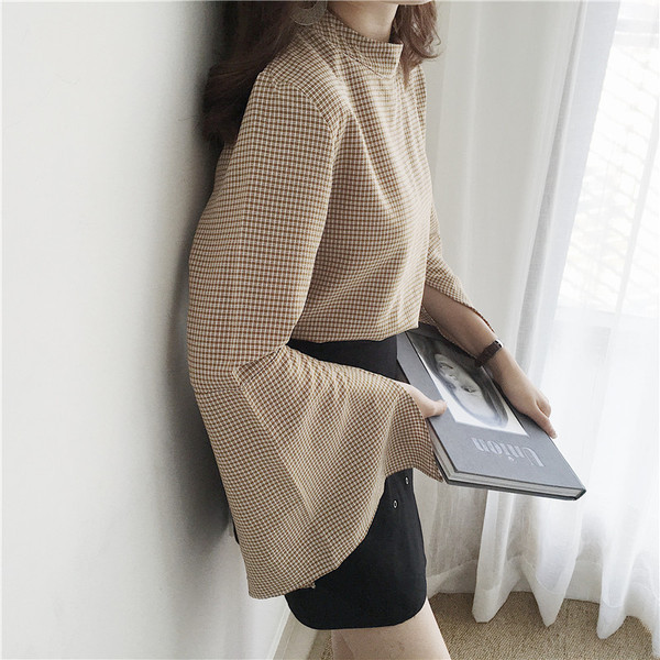 Lezser női kockás blúz széles ujjal, két színben