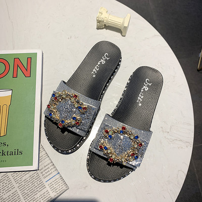 Модерни дамски чехли с цветна катарама в три цвята