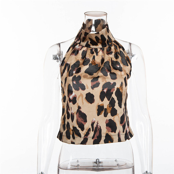 ХИТ Актуален дамски  сатенен потник с леопаедов десен 