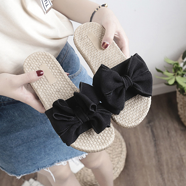 Модерни дамски чехли с панделка в няколко цвята