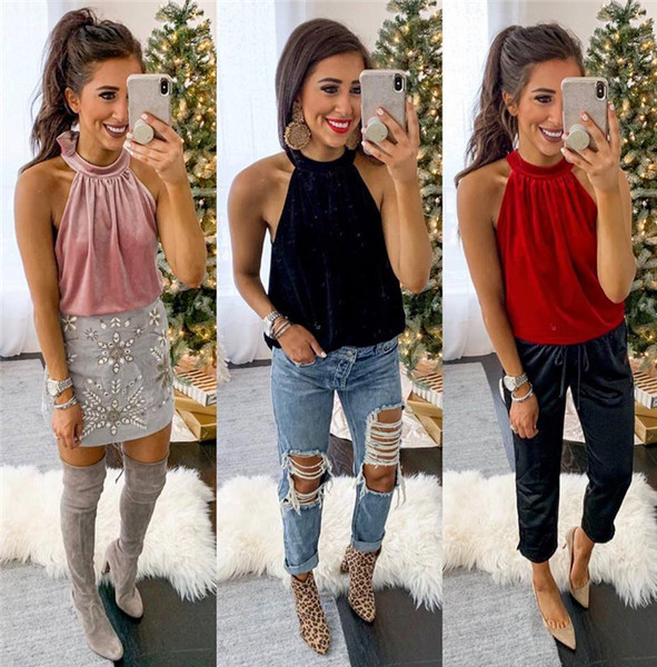 НОВ Модерен дамски потник от кадифе в розов,черен и червен 