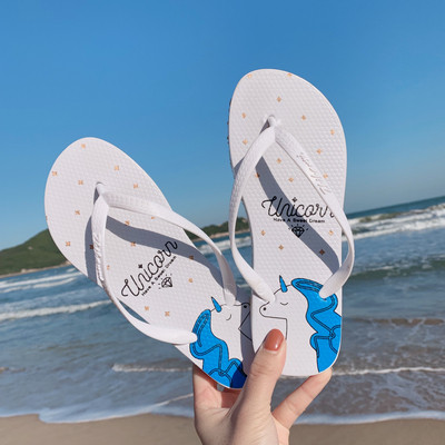 Дамски ежедневни чехли с апликация и надпис в няколко цвята